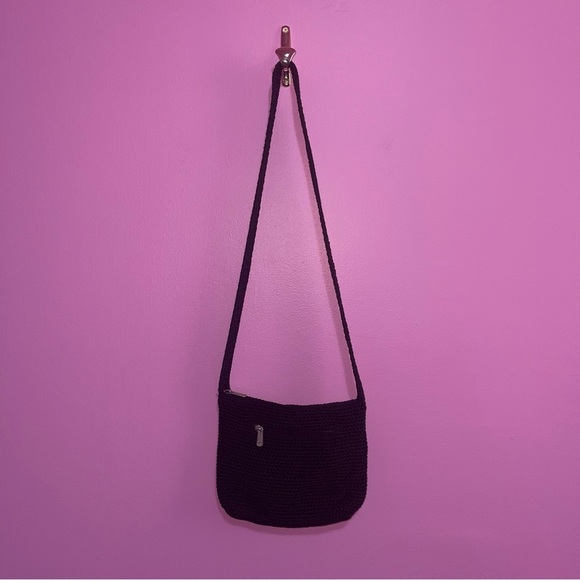 The Sak Crochet Purse Original Black Shoulder Crossbody Bag Zipper Boho - Picture 5 of 8